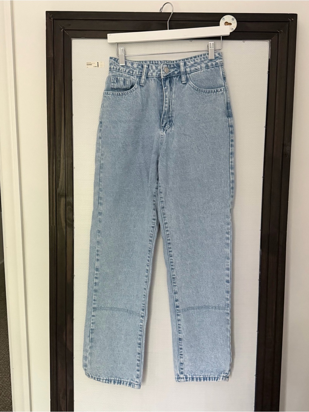 SHEIN Light Blue High-Rise Straight Leg Jeans